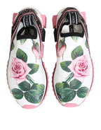 Dolce & Gabbana White Rose Print Sorrento Sneakers Shoes - Zeiniez