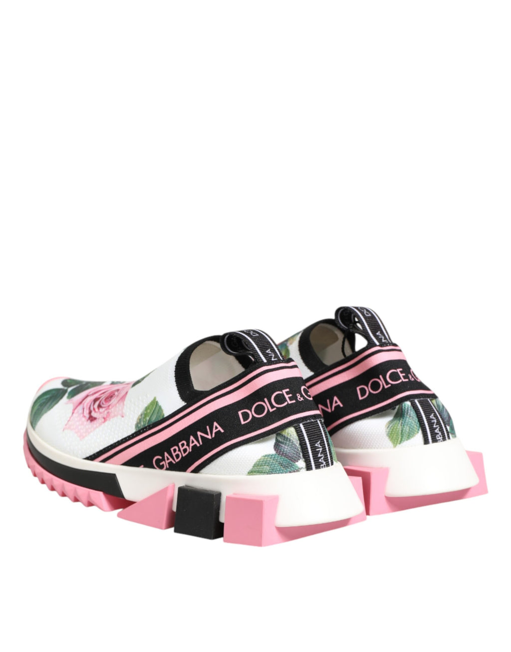 Dolce & Gabbana White Rose Print Sorrento Sneakers Shoes - Zeiniez
