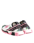 Dolce & Gabbana White Rose Print Sorrento Sneakers Shoes - Zeiniez