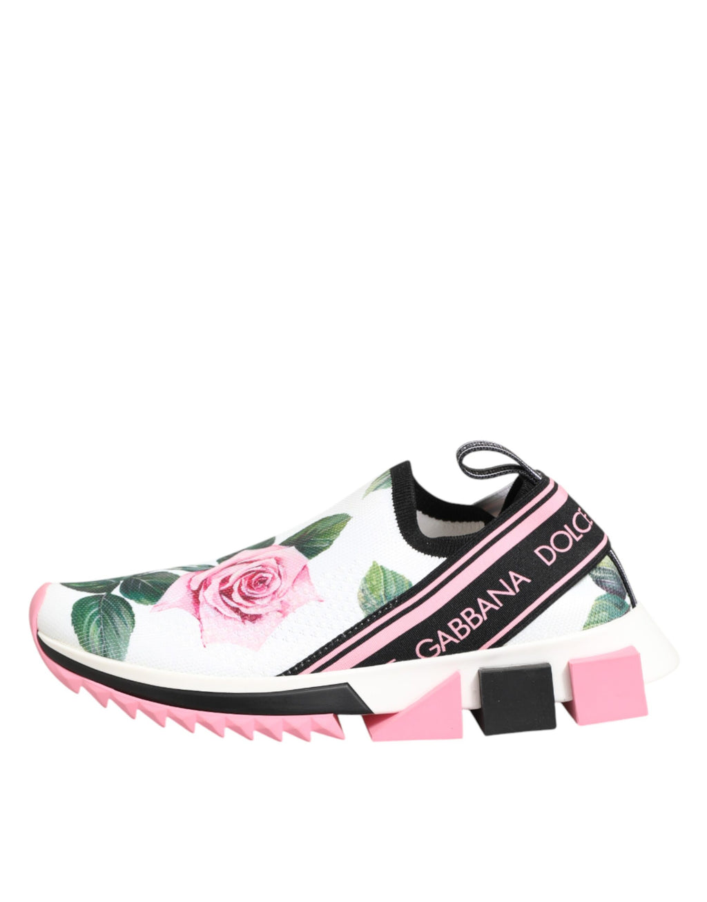 Dolce & Gabbana White Rose Print Sorrento Sneakers Shoes - Zeiniez