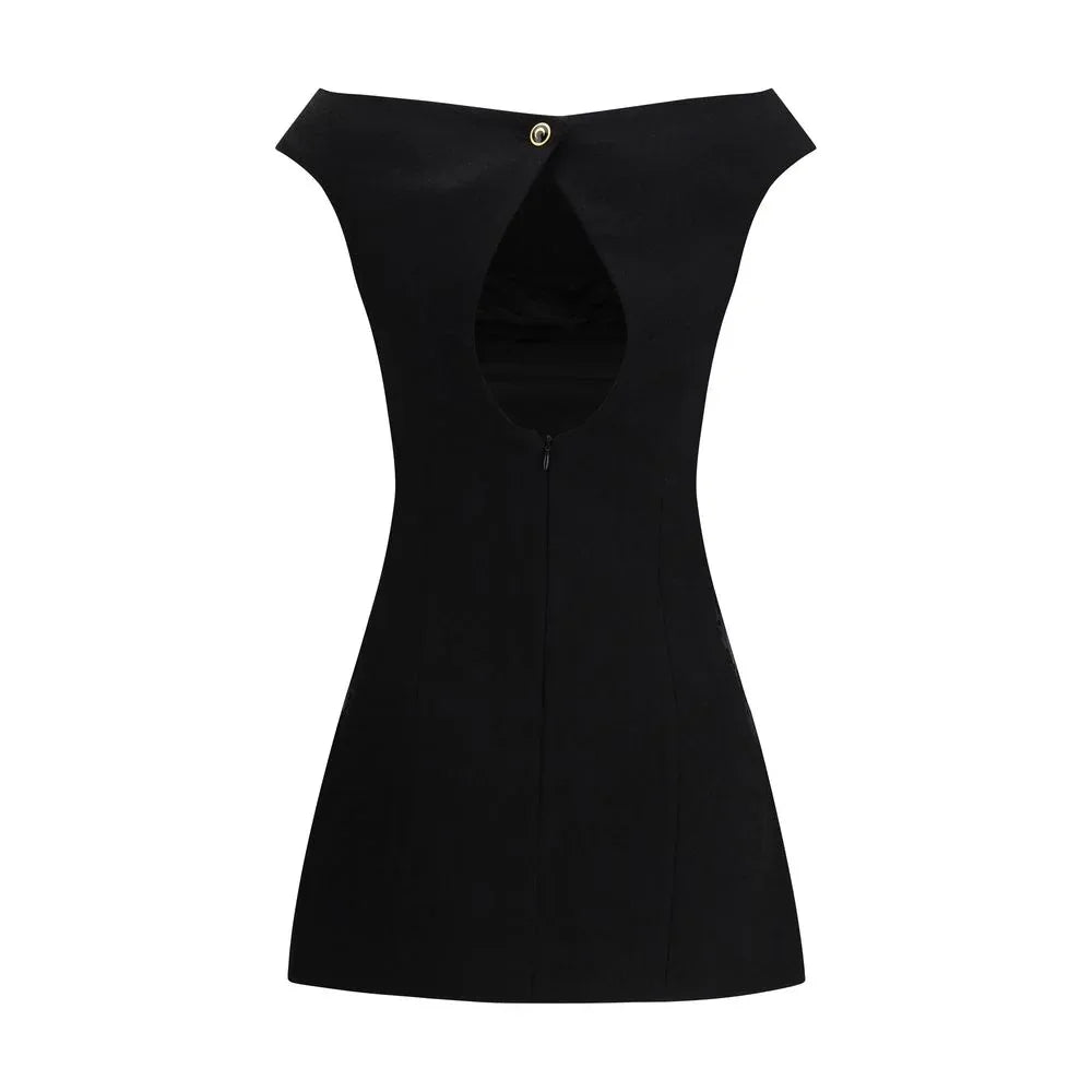 Marine Serre Black Fleece Wool Casual Dress
