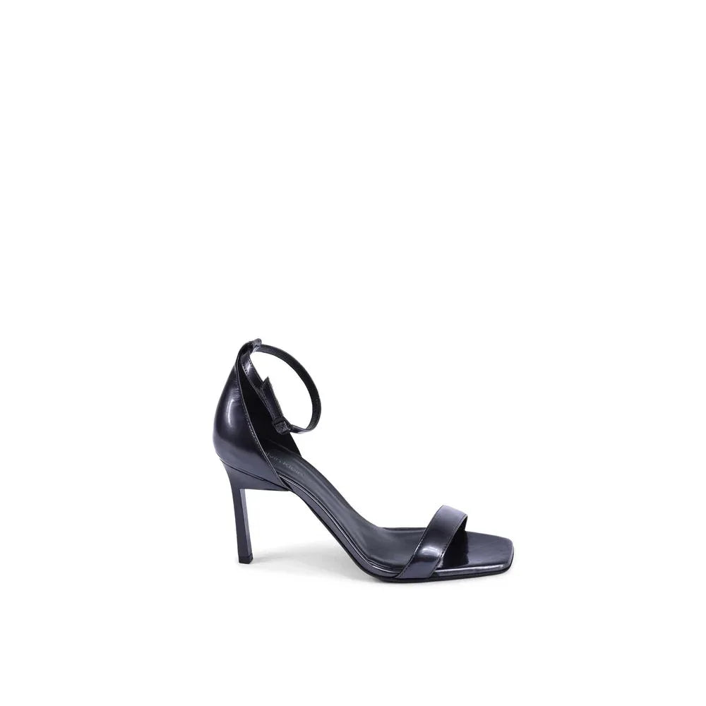 Calvin Klein Black Leather Stiletto Heel Sandals - Zeiniez