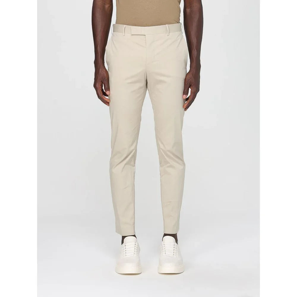 PT Torino Beige Cotton Casual Pants - Zeiniez