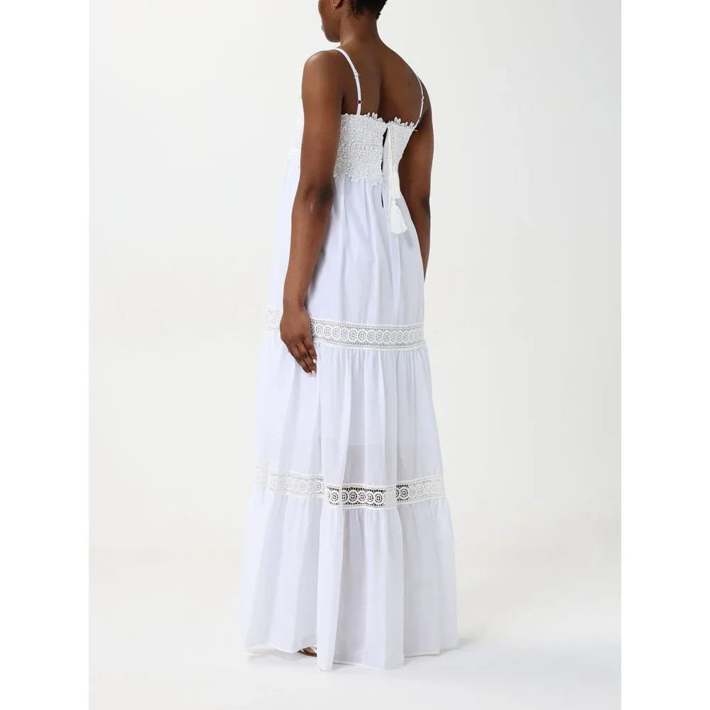 Kaos White Cotton Casual Dress - Zeiniez