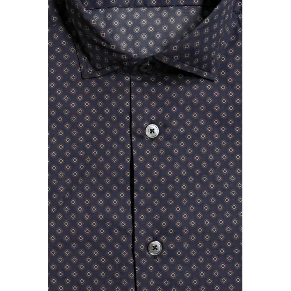 Bagutta Blue Cotton Men's Slim Fit Shirt - Zeiniez