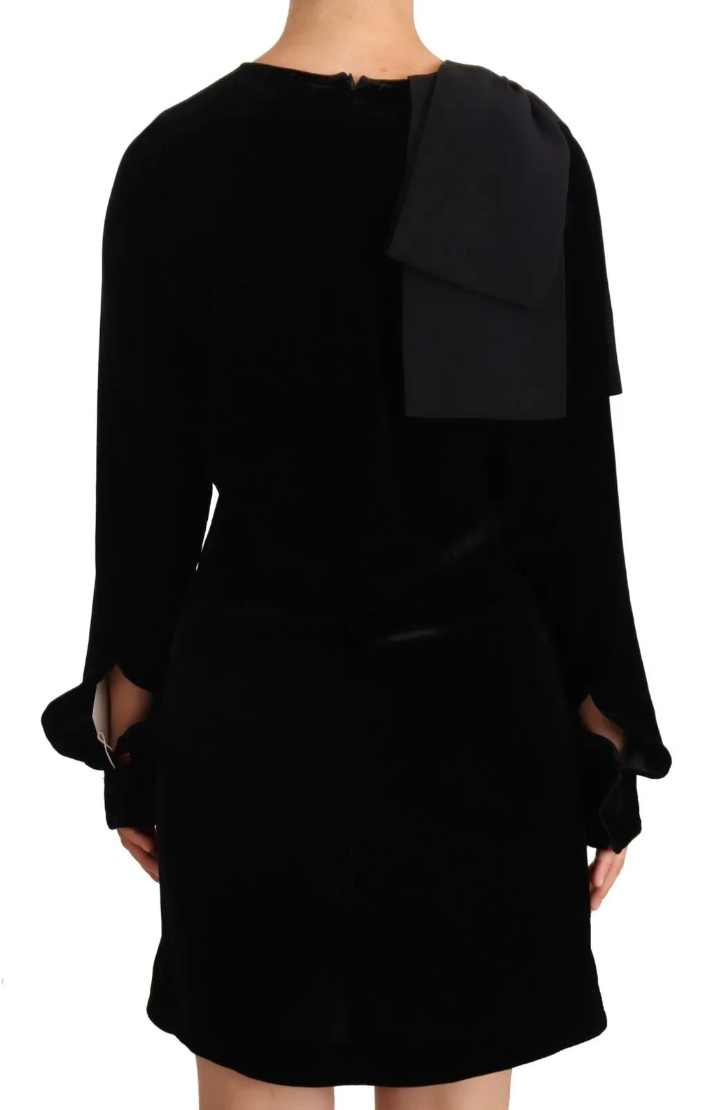 N.21 Sheath A-line Black Viscose Long Sleeves Round Neck Mini Dress - Zeiniez