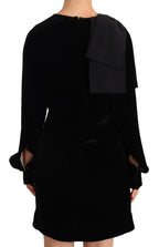 N.21 Sheath A-line Black Viscose Long Sleeves Round Neck Mini Dress - Zeiniez