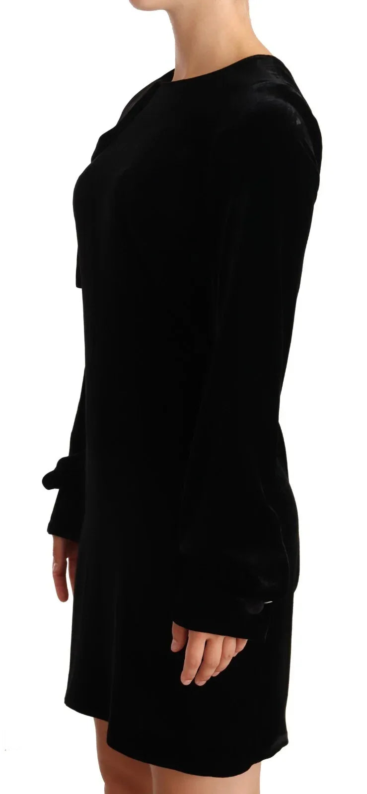 N.21 Sheath A-line Black Viscose Long Sleeves Round Neck Mini Dress - Zeiniez