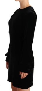 N.21 Sheath A-line Black Viscose Long Sleeves Round Neck Mini Dress - Zeiniez