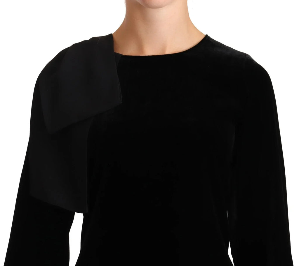 N.21 Sheath A-line Black Viscose Long Sleeves Round Neck Mini Dress - Zeiniez