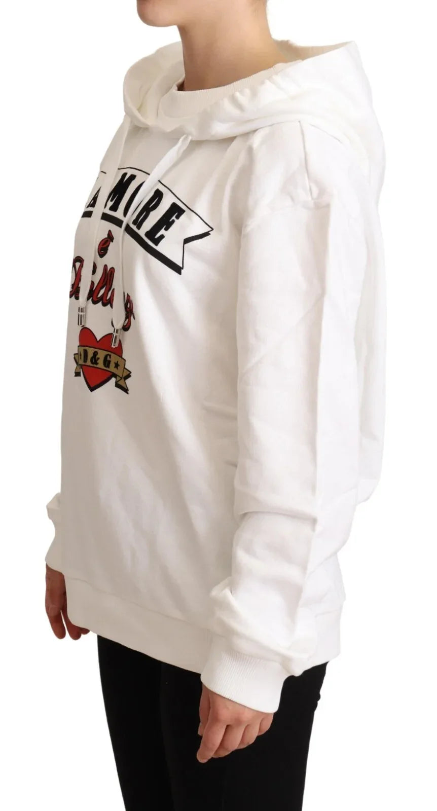 Dolce & Gabbana White L'Amore Hooded Pullover Sweater - Zeiniez