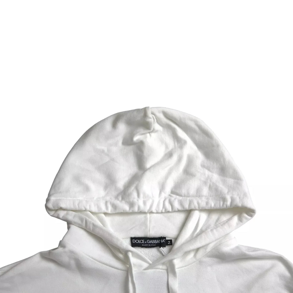Dolce & Gabbana White Cotton Hooded Pullover Sweatshirt Men - Zeiniez