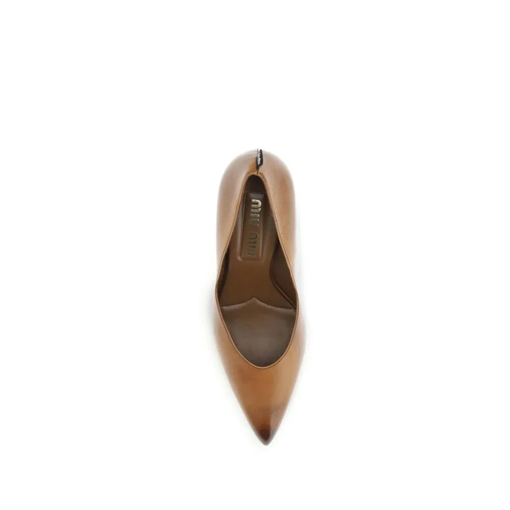 Miu Miu Beige Leather High Heel Pumps - Zeiniez