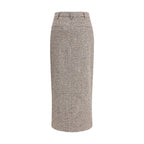 Brunello Cucinelli Brown Fleece Wool Long Skirt