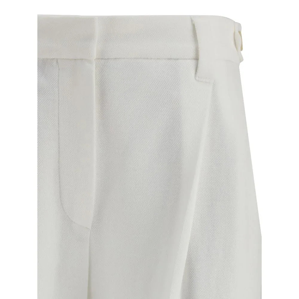 Brunello Cucinelli White Cotton Dress Pants - Zeiniez