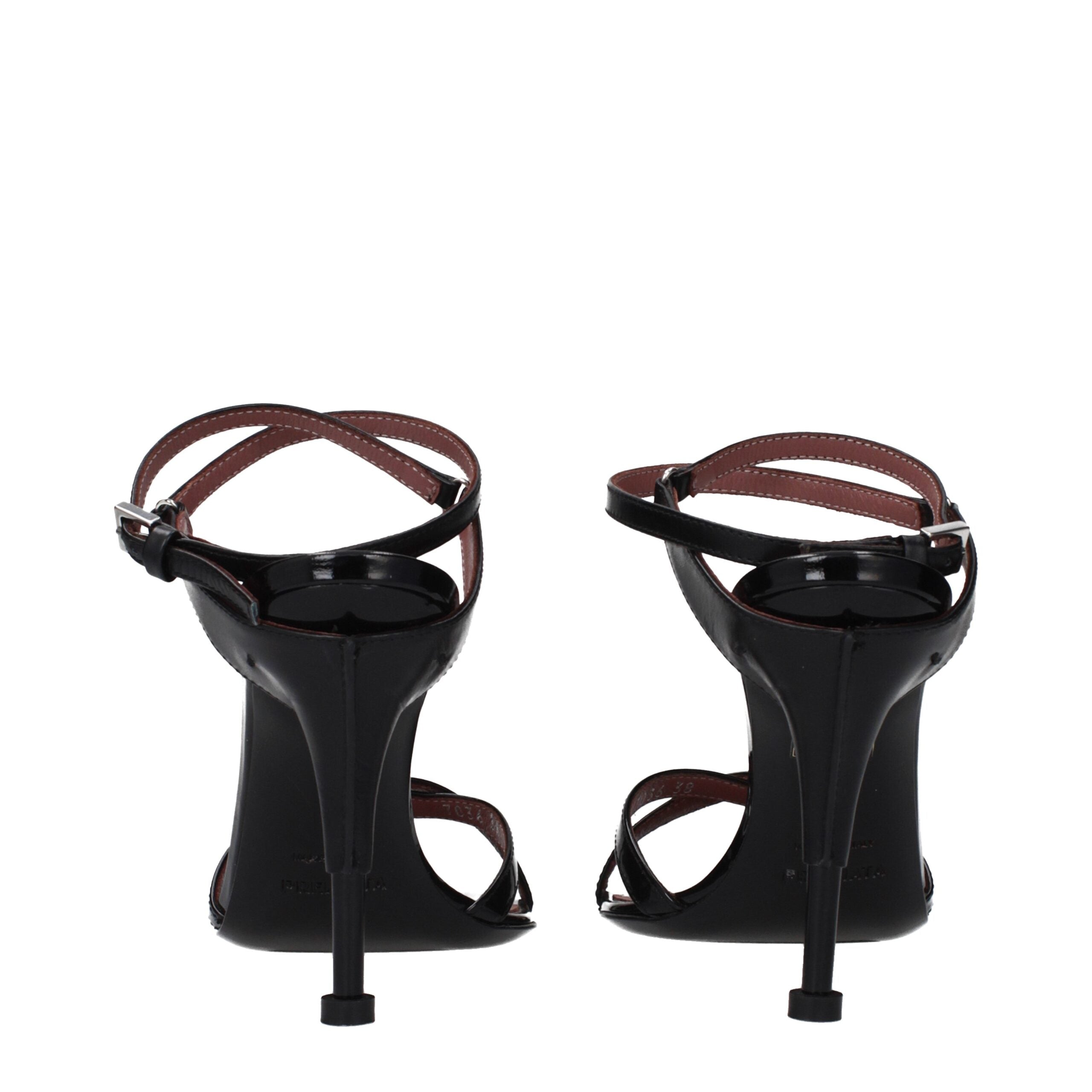 Premiata Black Leather Stiletto Heel Sandals