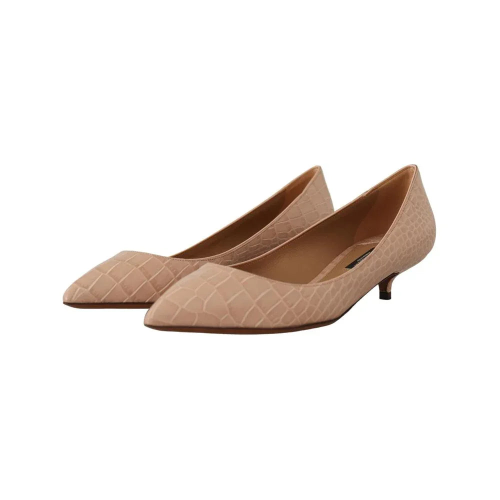 Dolce & Gabbana Beige Leather Platform Pumps - Zeiniez