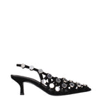 The Attico Black Leather Stiletto Heel Sandals