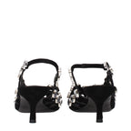 The Attico Black Leather Stiletto Heel Sandals