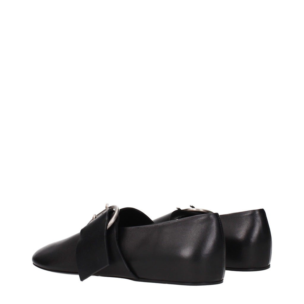 Jil Sander Black Leather Ballet Flats
