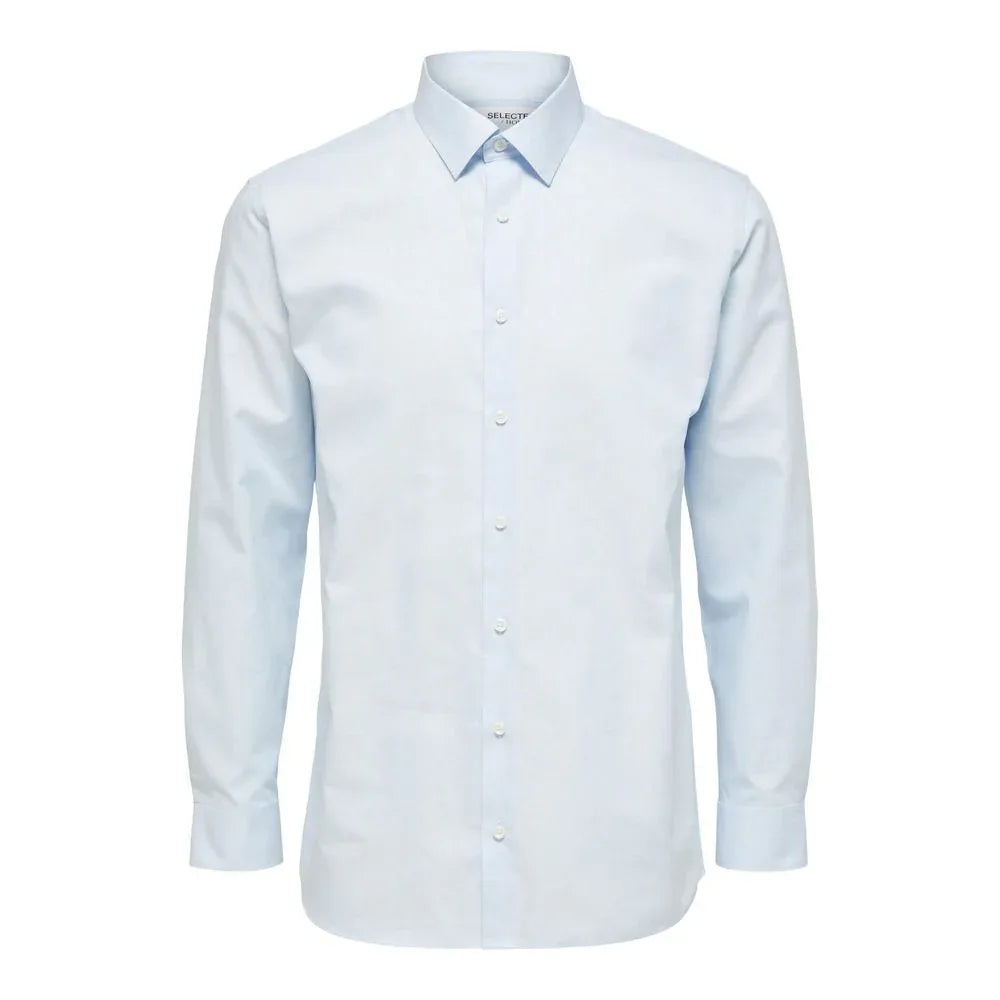 Selected Blue Cotton Dress Shirt - Zeiniez