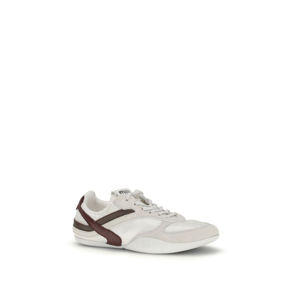 Miu Miu White Calf Leather Bos Taurus Athletic Sneakers - Zeiniez