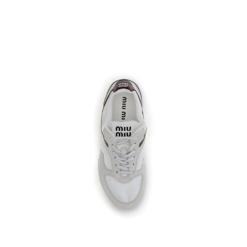 Miu Miu White Calf Leather Bos Taurus Athletic Sneakers - Zeiniez