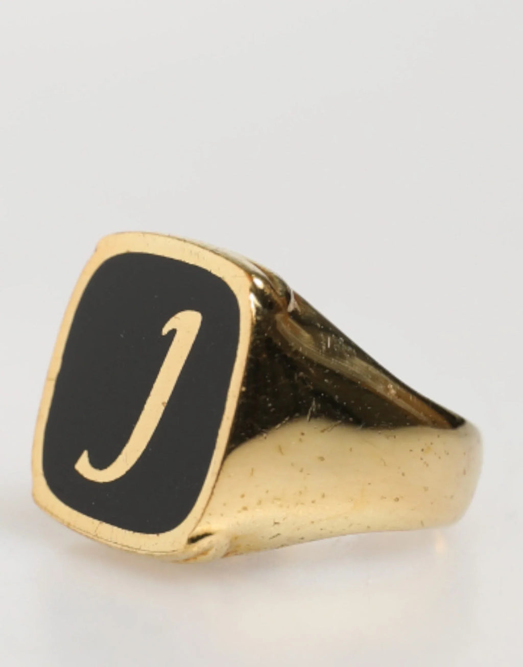 Dolce & Gabbana Gold-Tone Real Brass Black Enamel "J" Adjustable Rings - Zeiniez