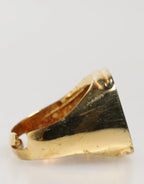 Dolce & Gabbana Gold-Tone Real Brass Black Enamel "J" Adjustable Rings - Zeiniez