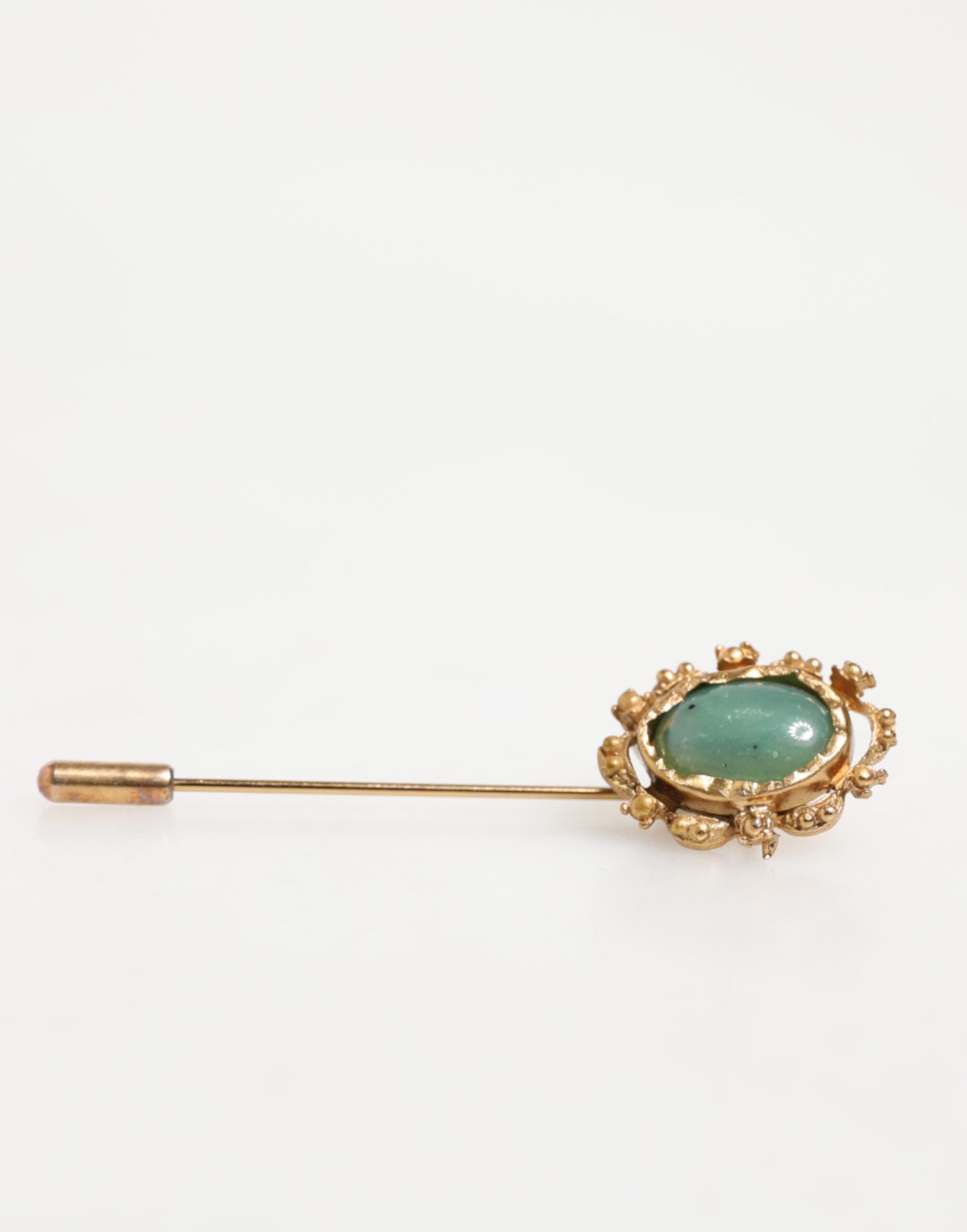 Dolce & Gabbana Gold Tone Green Stone Antique Men Accessory Brooch Pin - Zeiniez