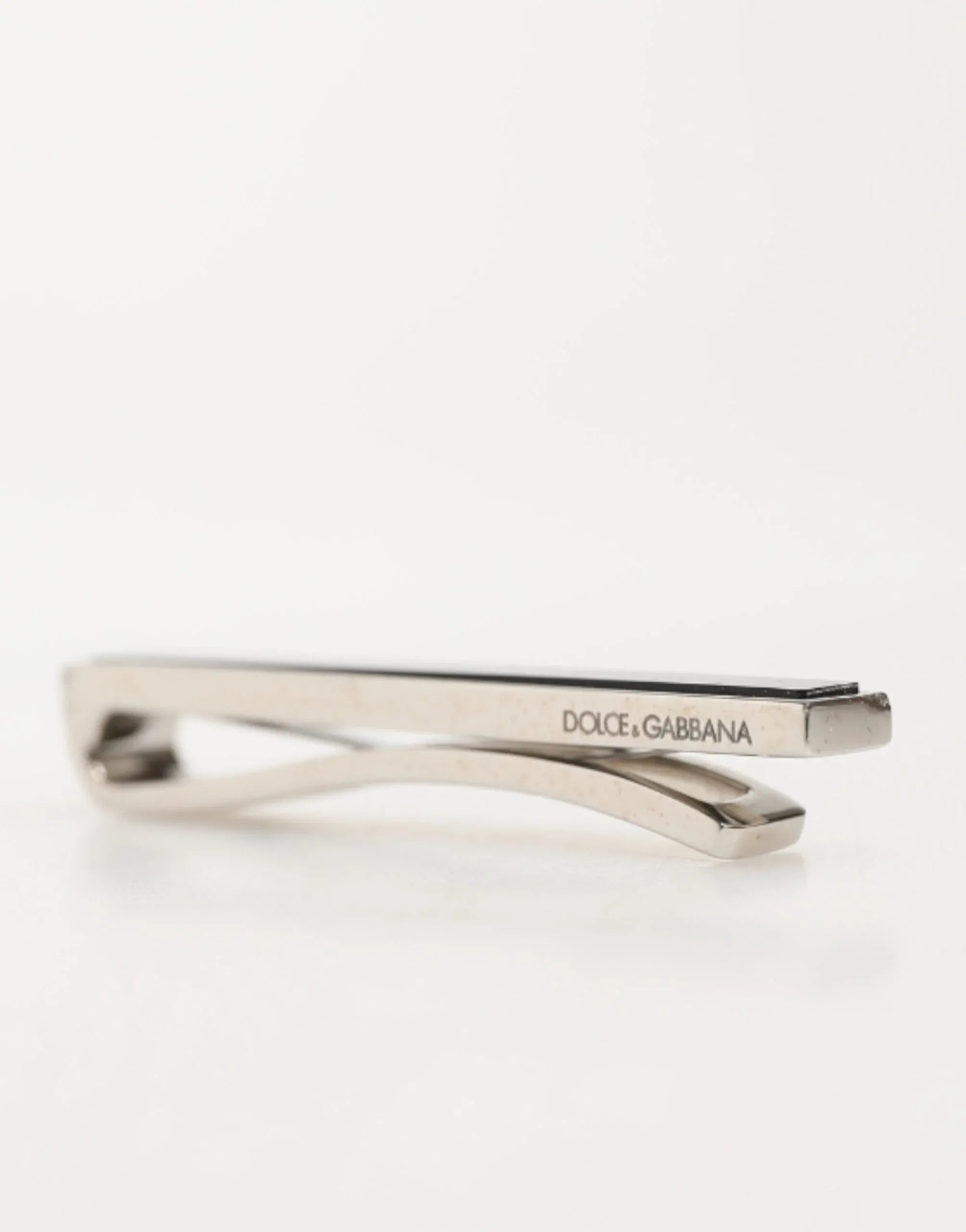 Dolce & Gabbana Silver Tone Brass Logo Branded Men Accessory Tie Clip Bar - Zeiniez