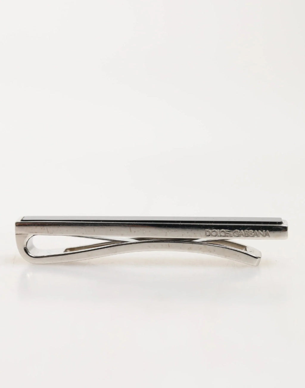 Dolce & Gabbana Silver Tone Brass Logo Branded Men Accessory Tie Clip Bar - Zeiniez