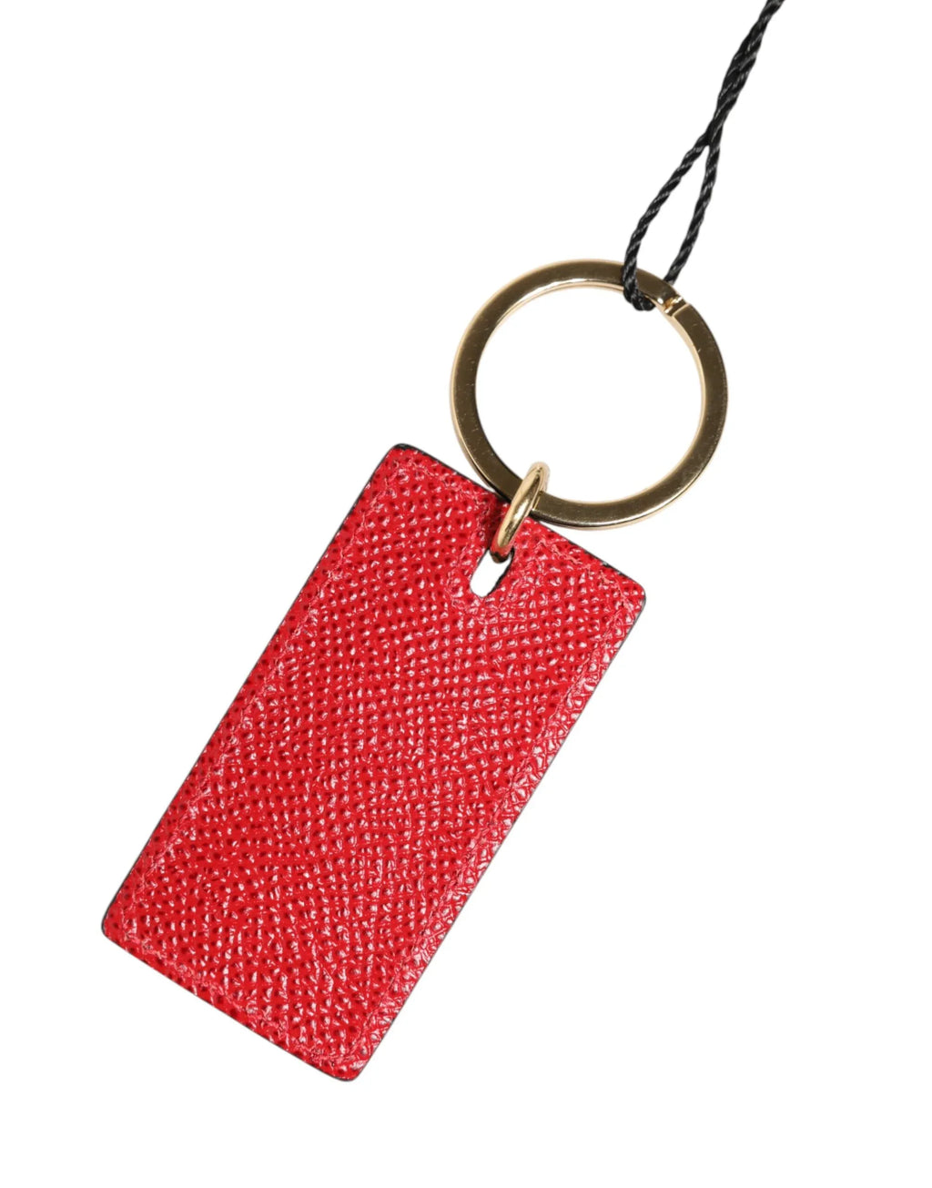 Dolce & Gabbana Red Calf Leather D&G Logo Metal Ring Keychain Keyring - Zeiniez