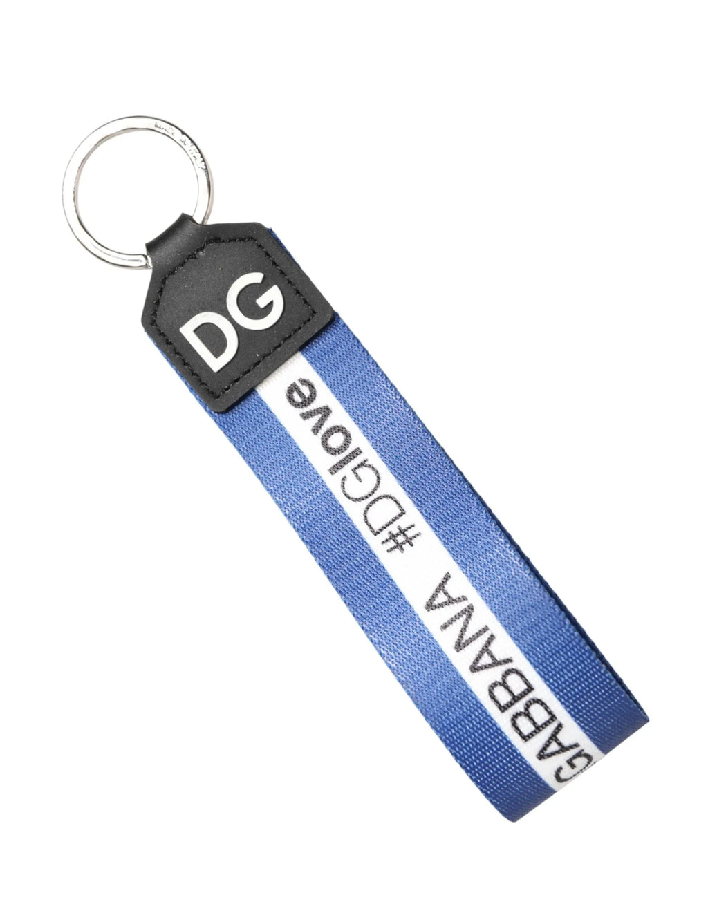 Dolce & Gabbana White Blue Logo Polyester PVC Holder Keychain Keyring - Zeiniez