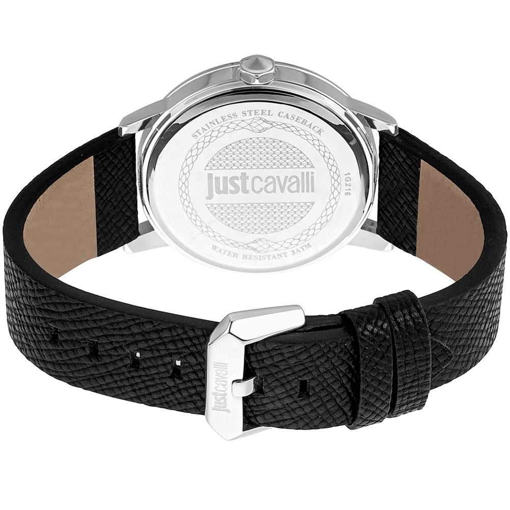 Just Cavalli Black Leather Dress Watch