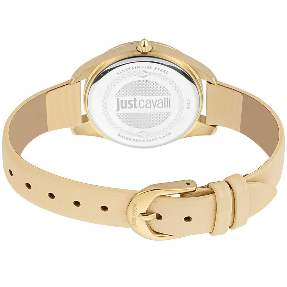 Just Cavalli Beige Leather Dress Watch