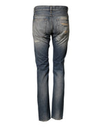Dolce & Gabbana Blue Tattered Men Skinny Denim Trouser Jeans - Zeiniez