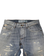 Dolce & Gabbana Blue Tattered Men Skinny Denim Trouser Jeans - Zeiniez