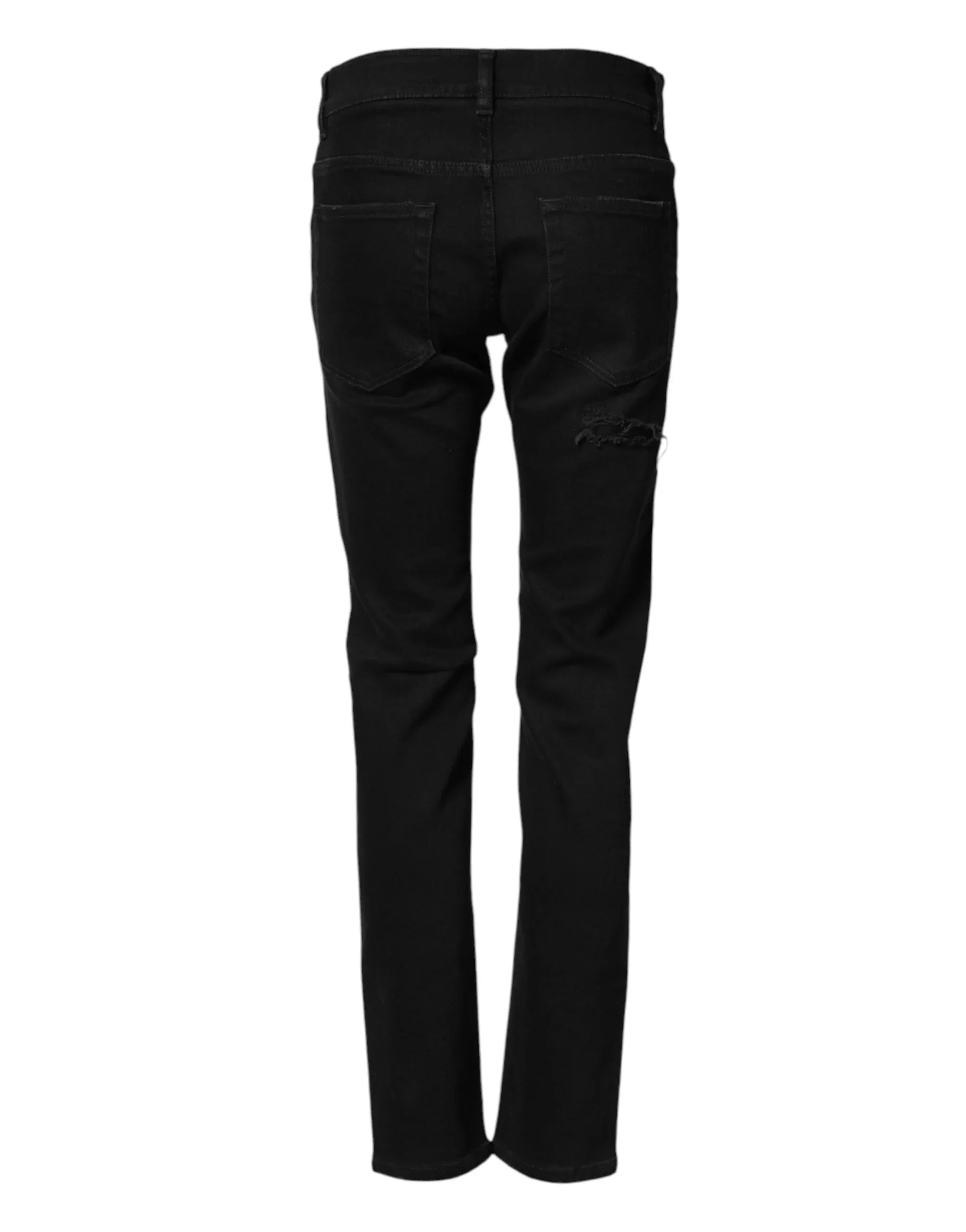 Dolce & Gabbana Black Tattered Cotton Men Skinny Denim Jeans - Zeiniez