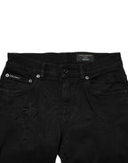 Dolce & Gabbana Black Tattered Cotton Men Skinny Denim Jeans - Zeiniez