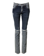 Dolce & Gabbana Blue Two Tone Cotton Men Skinny Denim Jeans - Zeiniez