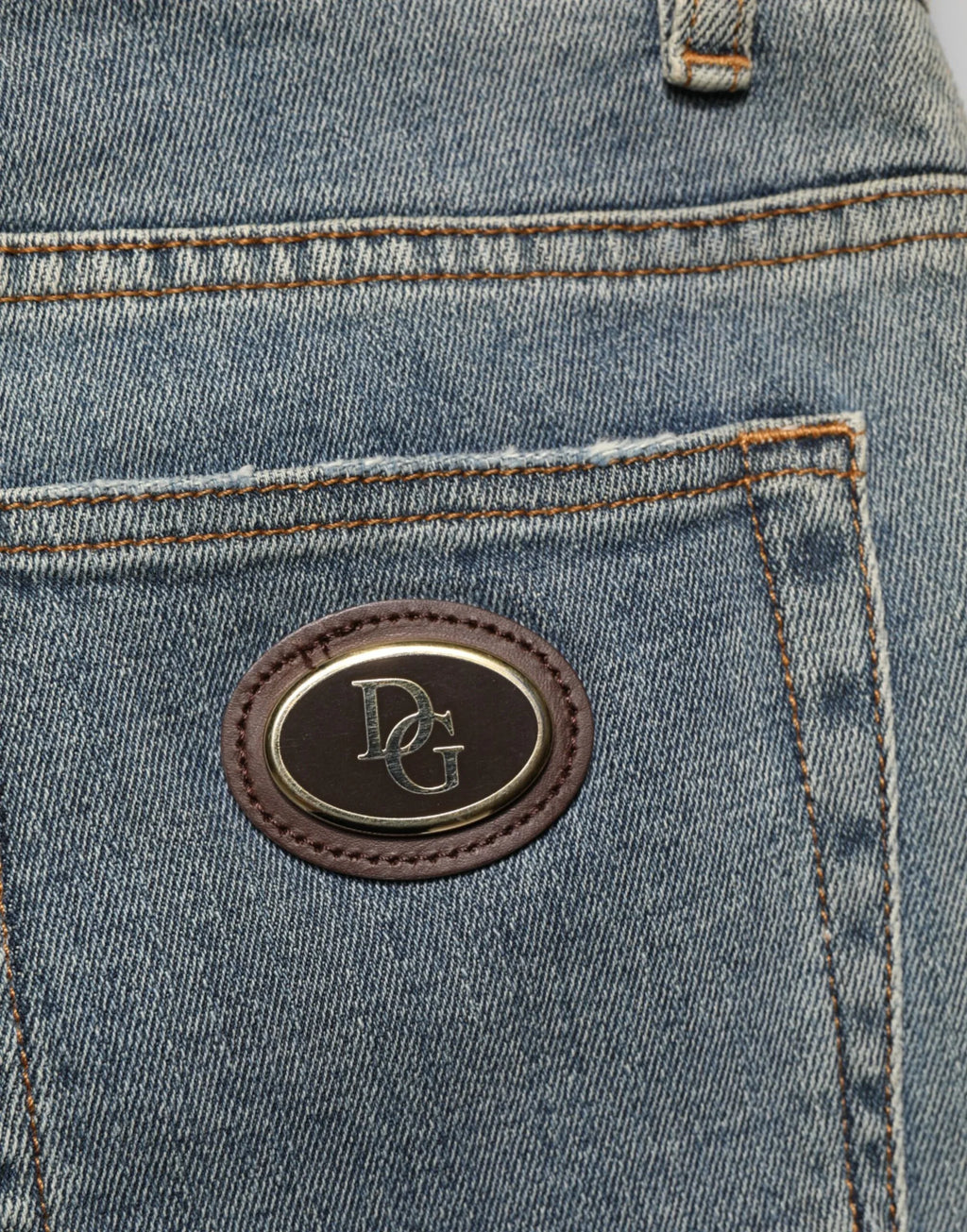 Dolce & Gabbana Blue Two Tone Cotton Men Skinny Denim Jeans - Zeiniez