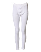 Dolce & Gabbana White Cotton Mid Waist Tights Leggings Pants - Zeiniez