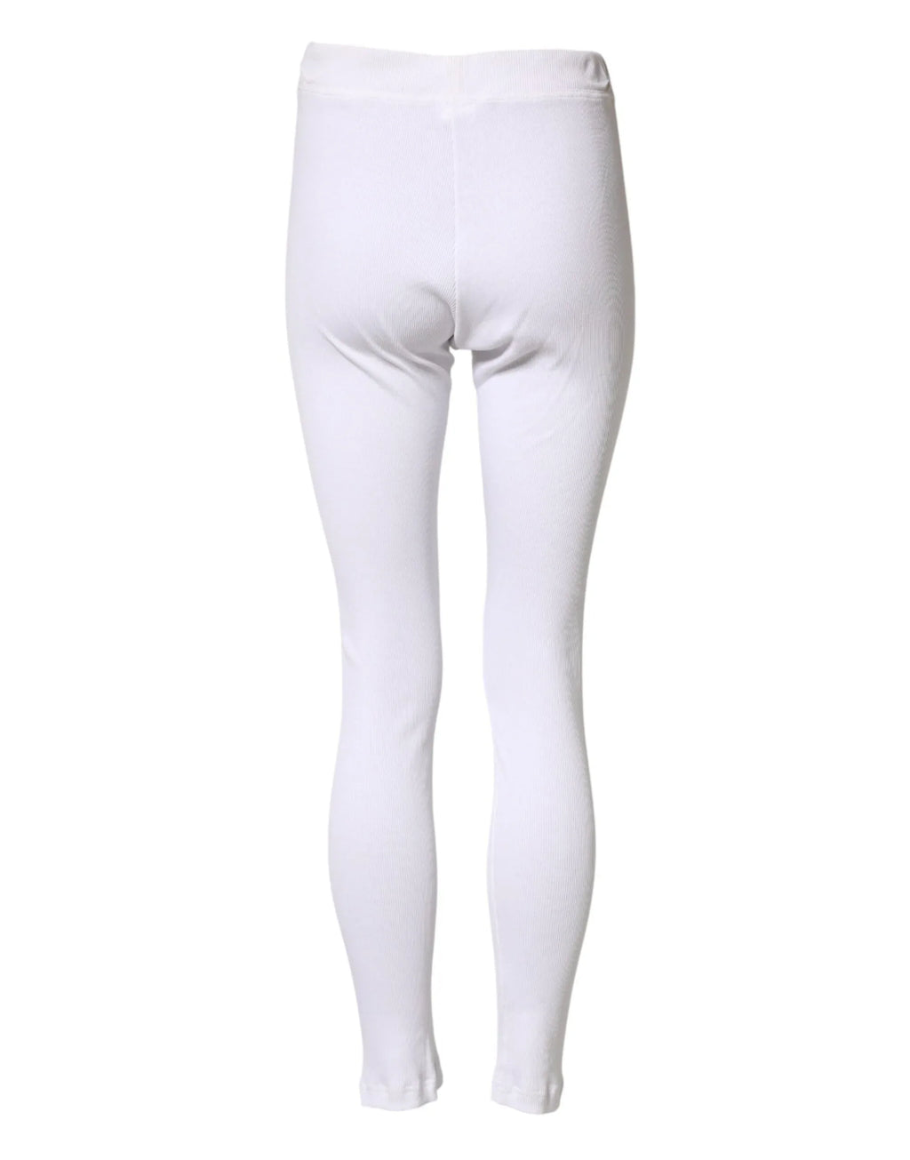 Dolce & Gabbana White Cotton Mid Waist Tights Leggings Pants - Zeiniez