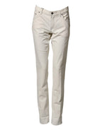 Dolce & Gabbana White Cotton Skinny Denim Trouser Men Jeans - Zeiniez