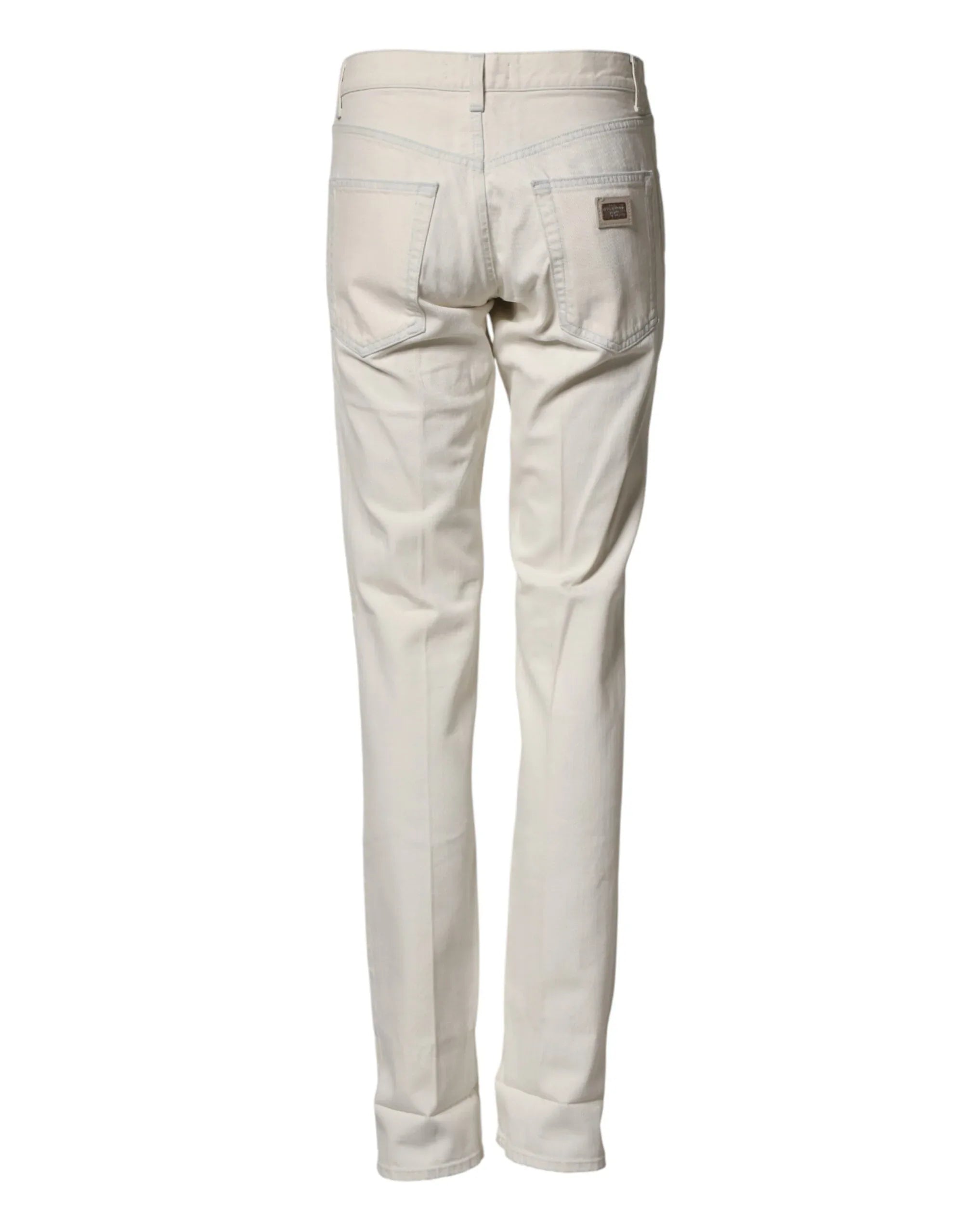 Dolce & Gabbana White Cotton Skinny Denim Trouser Men Jeans - Zeiniez