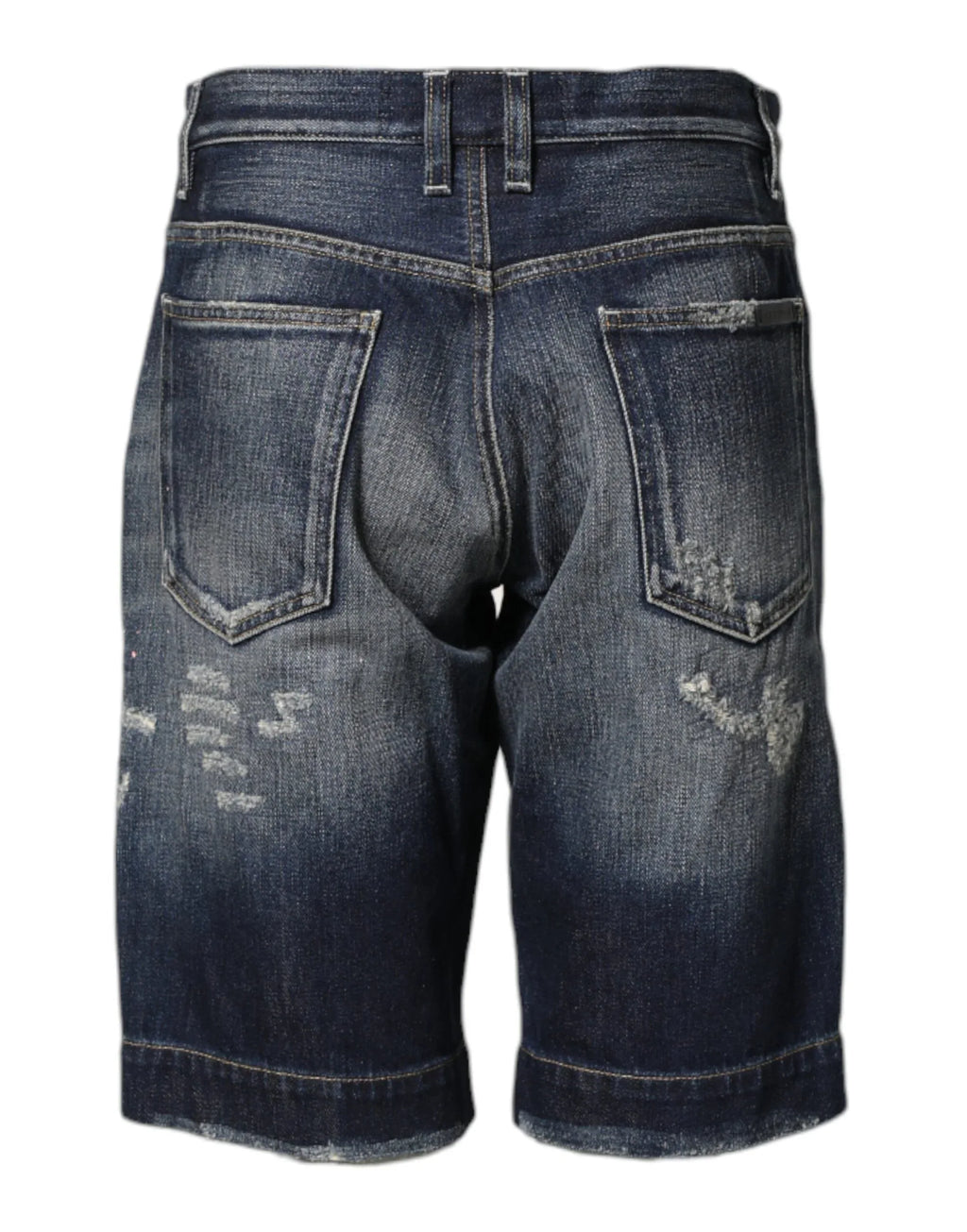 Dolce & Gabbana Blue Cotton Distressed Denim Bermuda Shorts - Zeiniez