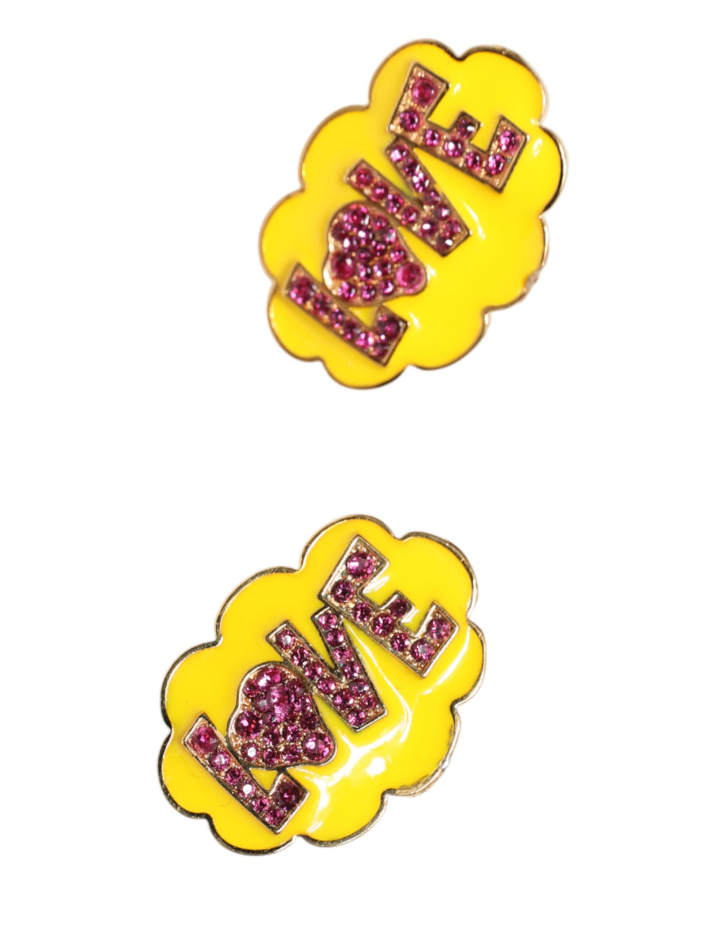 Dolce & Gabbana Gold Brass LOVE Cartoon Crystal Clip-On Jewelry  Earrings - Zeiniez