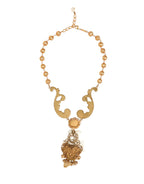Dolce & Gabbana Gold Ceramic Crystal Cherub Baroque Pendant Necklace - Zeiniez