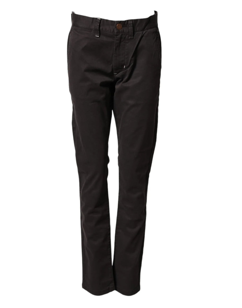 Sun68 Dark Brown Cotton Stretch Straight Mid Waist Trouser Pants - Zeiniez